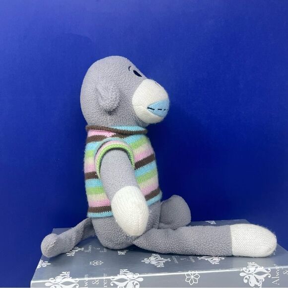 Dan Dee Collector’s Choice 15” Sock Monkey Gray w/ Pastel Sweater - Picture 8 of 9